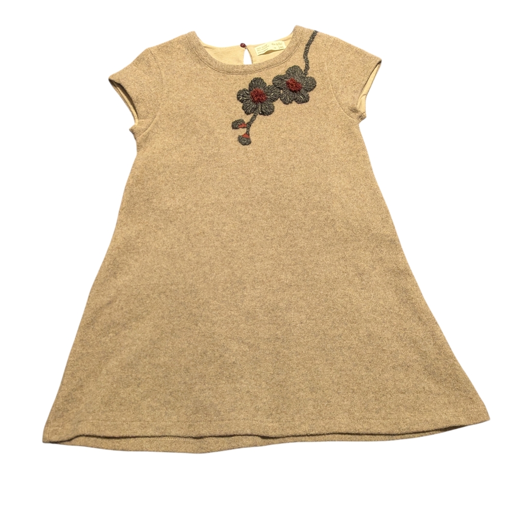 Zara Tan Wool Blend Cozy Soft Embroidered Dress, 9/10y  140cm